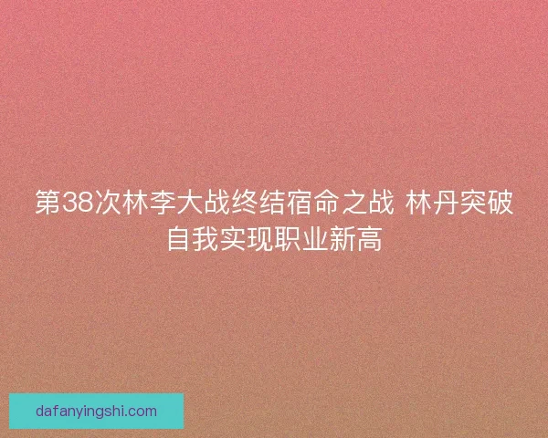 第38次林李大战终结宿命之战 林丹突破自我实现职业新高
